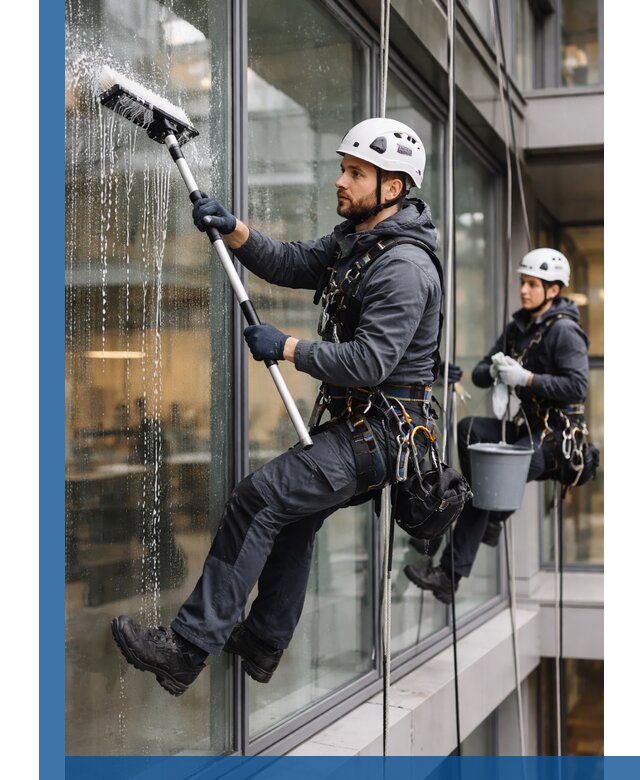 Профессиональная мойка витражей промышленными альпинистами в Электростали