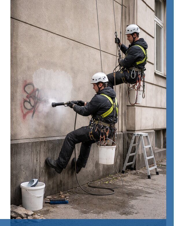 Удаление граффити с фасада в Электростали от 4559 р. | ВЫСОТНИК-Элк