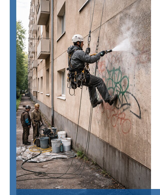 Удаление граффити с фасада в Электростали без следов и повреждений