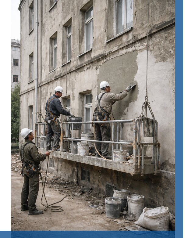 Капитальный ремонт фасада в Электростали от 4255 р. | ВЫСОТНИК-Элк