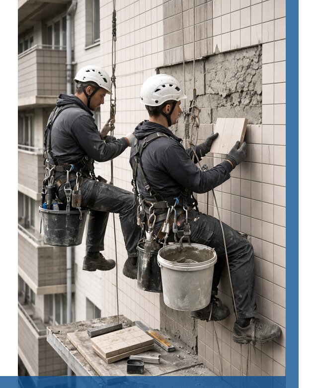 Ремонт облицовки фасада плиткой в Электростали от 1823 р. | ВЫСОТНИК-Элк