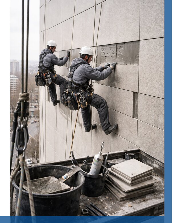 Ремонт фасада из керамогранита в Электростали от 2533 р. | ВЫСОТНИК-Элк