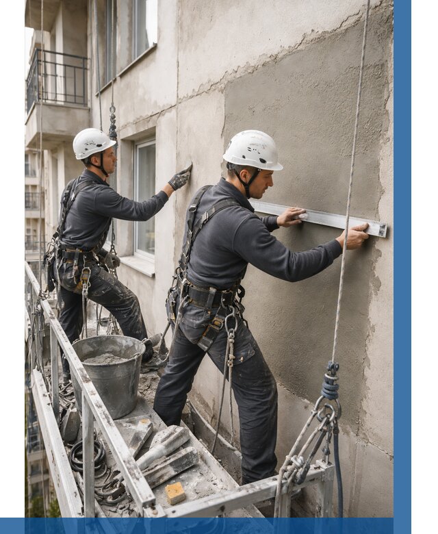 Штукатурка фасада на высоте в Электростали от 912 р. | ВЫСОТНИК-Элк