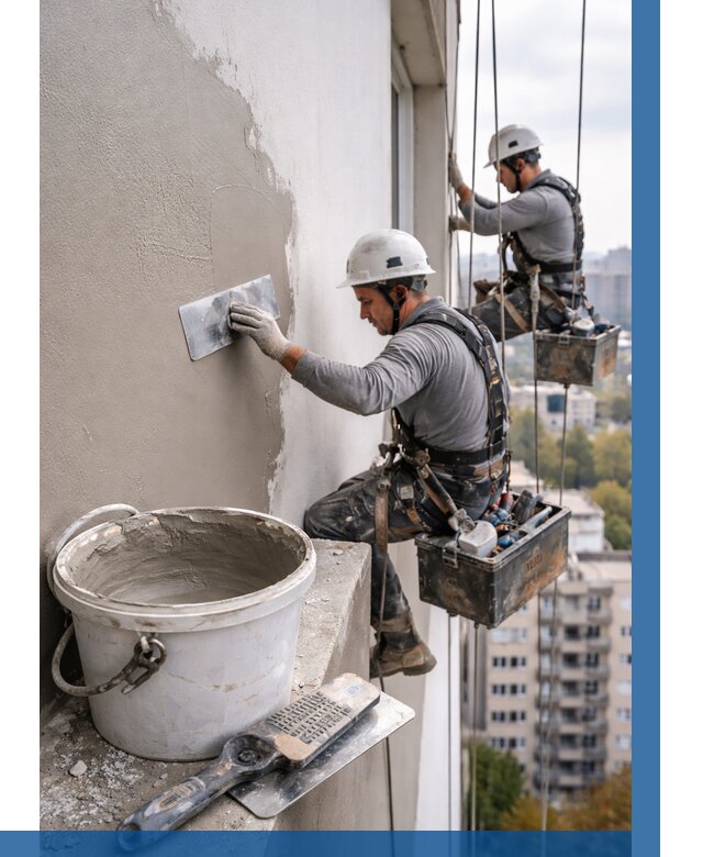 Шпаклевка фасада на высоте в Электростали от 709 р. | ВЫСОТНИК-Элк