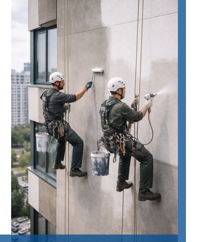 Покраска фасада альпинистами в Электростали от 304 р. | ВЫСОТНИК-Элк