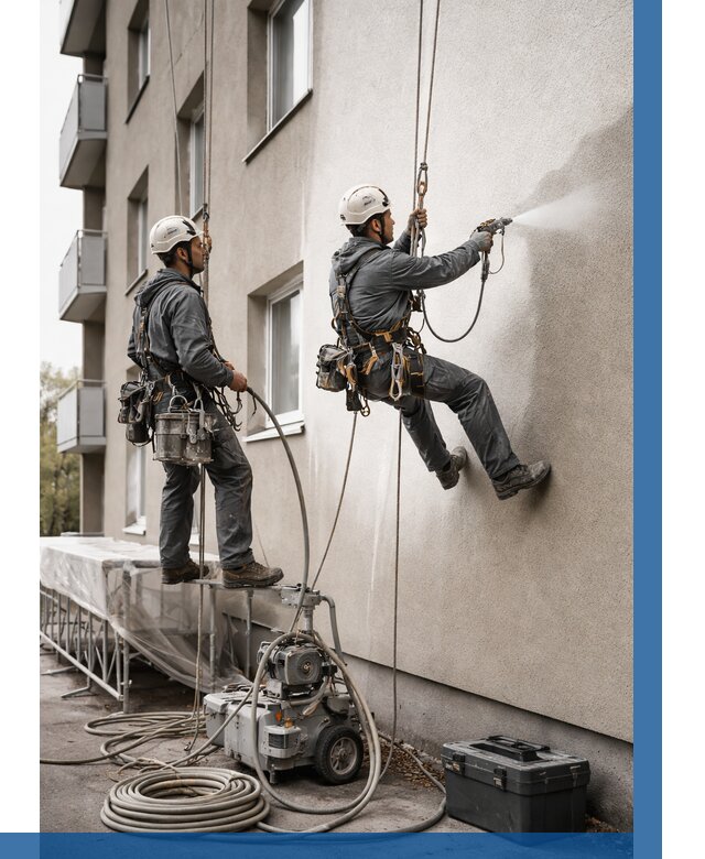 Безвоздушная покраска фасада в Электростали от 223 р/м² | ВЫСОТНИК-Элк