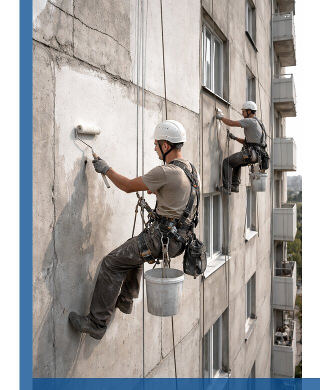 Покраска бетонного фасада в Электростали для жилых и промышленных объектов