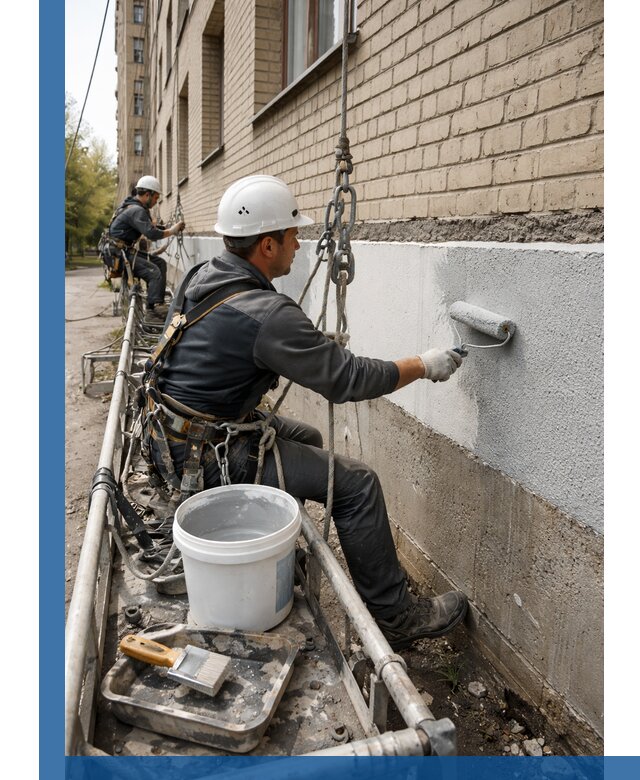 Окраска цоколя здания в Электростали профессионально и надежно