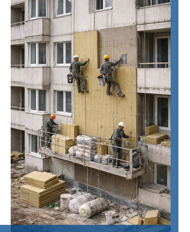 Утепление фасада минватой в Электростали от 1520 р. | ВЫСОТНИК-Элк