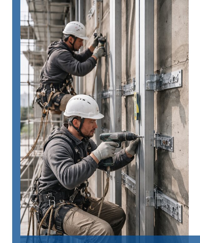 Монтаж и крепление подсистемы вентфасада в Электростали