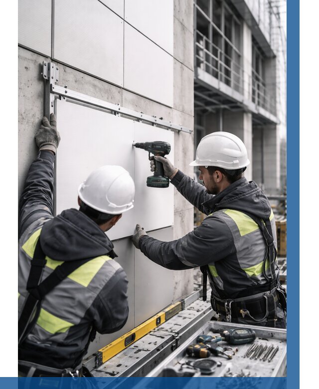 Монтаж композитных панелей фасада в Электростали от 2533 р. | ВЫСОТНИК-Элк