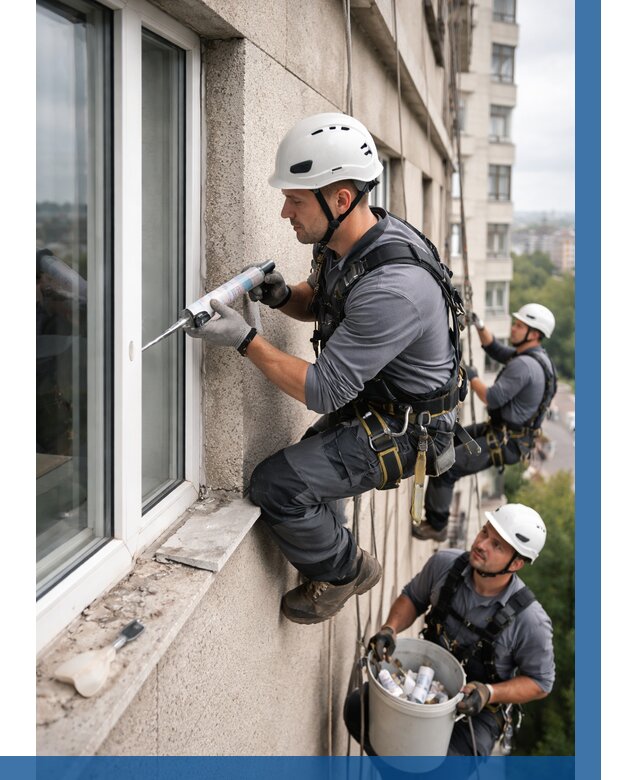 Герметизация оконных швов снаружи в Электростали от 1520 р. | ВЫСОТНИК-Элк