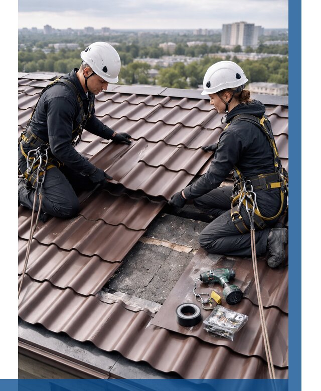 Ремонт металлочерепицы на крыше в Электростали от 912 р. | ВЫСОТНИК-Элк