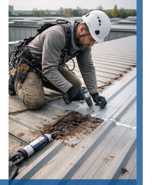 Ремонт профнастила на кровле в Электростали от 709 р. | ВЫСОТНИК-Элк