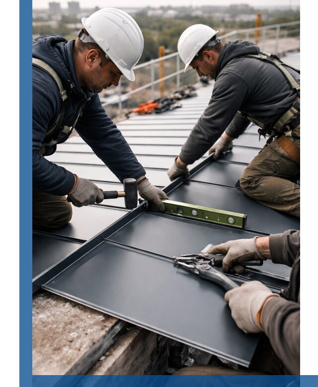 Монтаж фальцевой кровли в Электростали для промышленных зданий