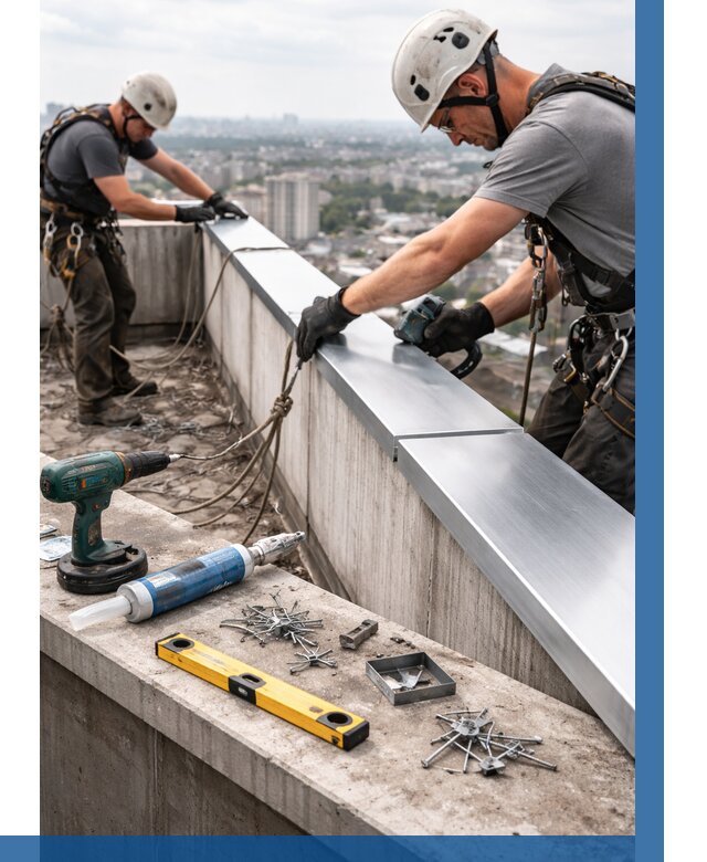 Монтаж парапетных крышек в Электростали от 810 р. | ВЫСОТНИК-Элк