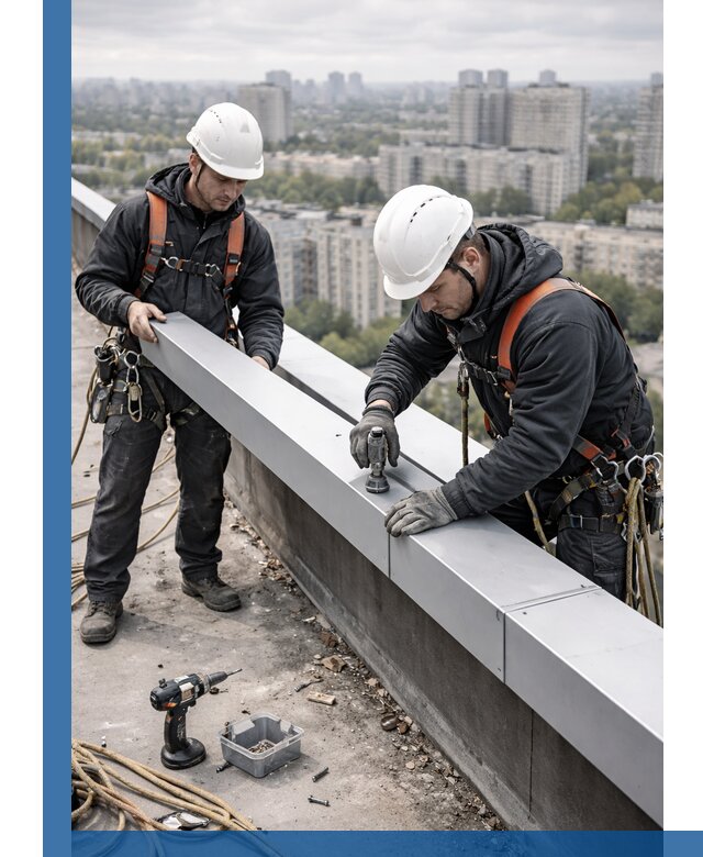 Монтаж парапетных крышек и ограждений кровли в Электростали