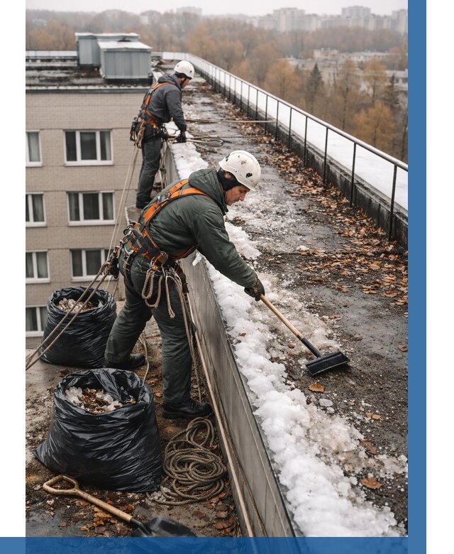 Очистка кровли по периметру в Электростали от 557 р. | ВЫСОТНИК-Элк