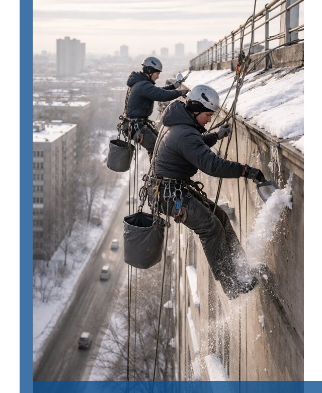 Очистка карнизов от снега в Электростали профессионально и безопасно