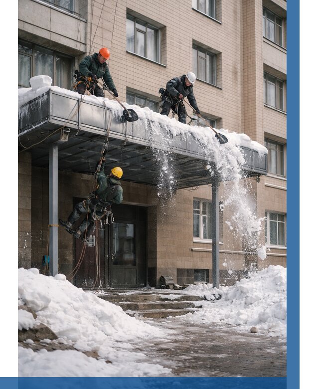 Очистка козырьков от снега в Электростали от 3546 р. | ВЫСОТНИК-Элк