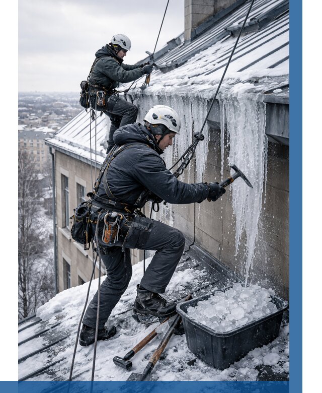 Удаление наледи с кровли в Электростали от 5572 р. | ВЫСОТНИК-Элк