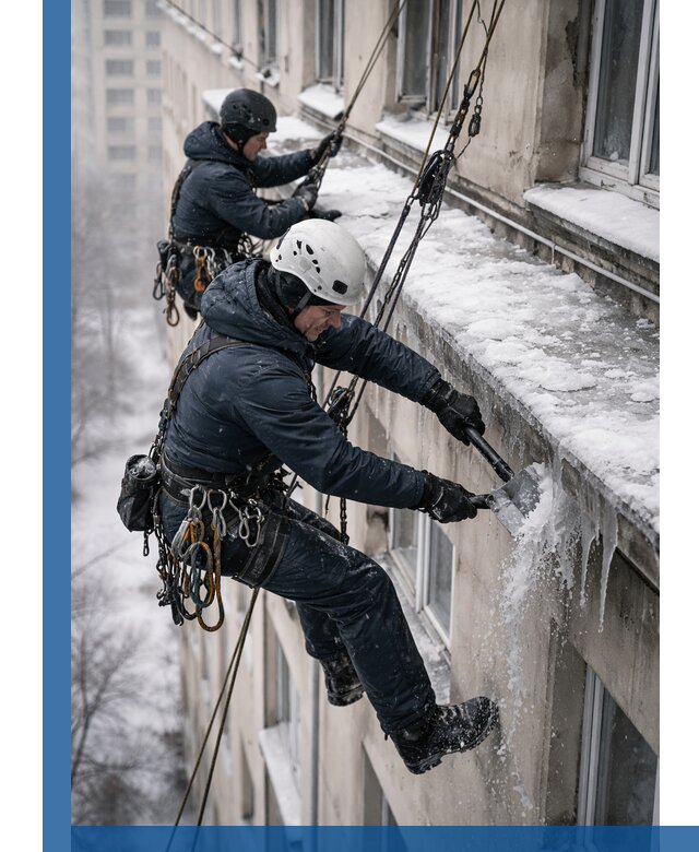 Удаление наледи и сосулек с карнизов в Электростали профессионально