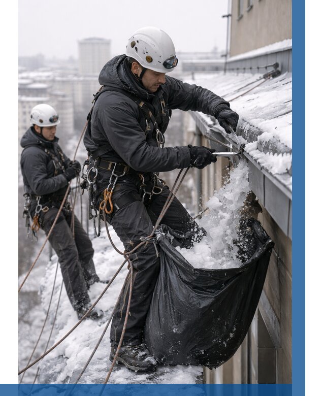 Аварийная очистка крыши в Электростали под ключ от 304 р. | ВЫСОТНИК-Элк