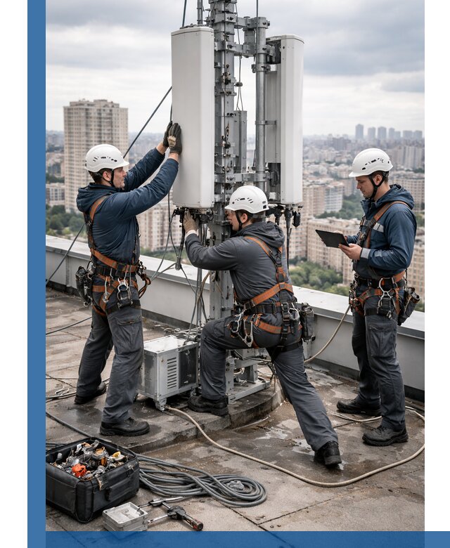 Монтаж антенн связи на крыше в Электростали с вводом в эксплуатацию