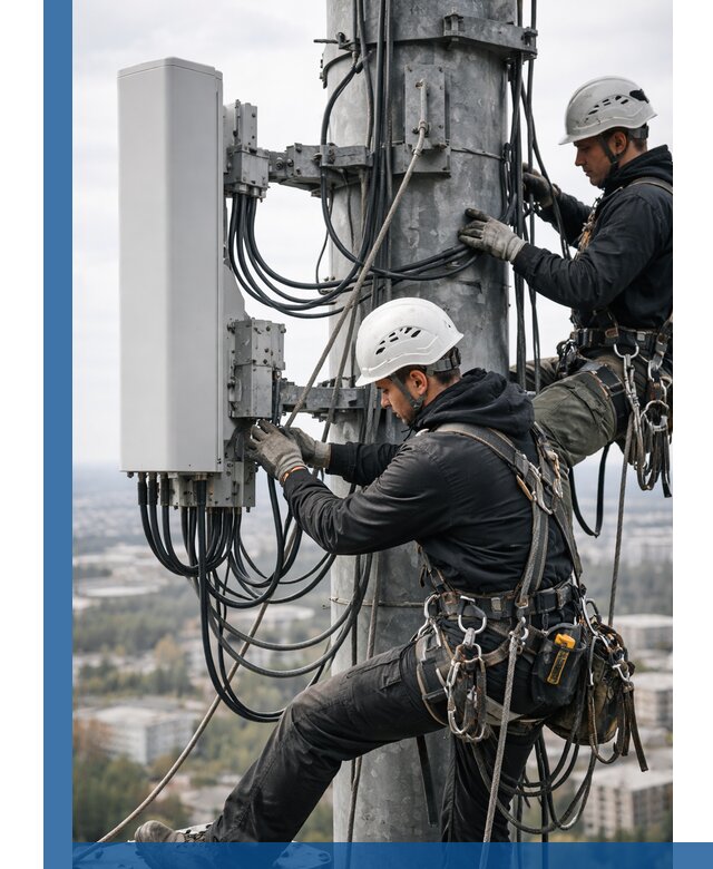 Монтаж оборудования связи на мачте в Электростали с пусконаладкой