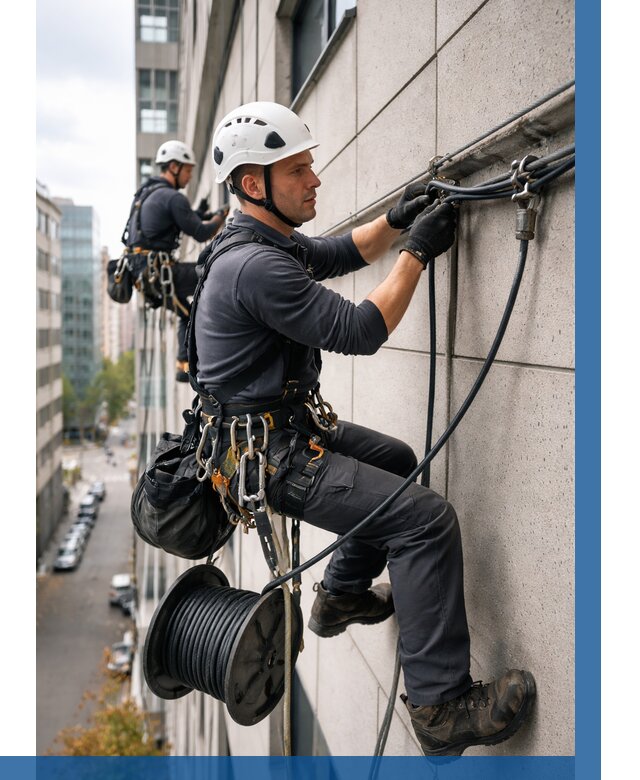 Прокладка кабеля по фасаду в Электростали от 355 р. | ВЫСОТНИК-Элк