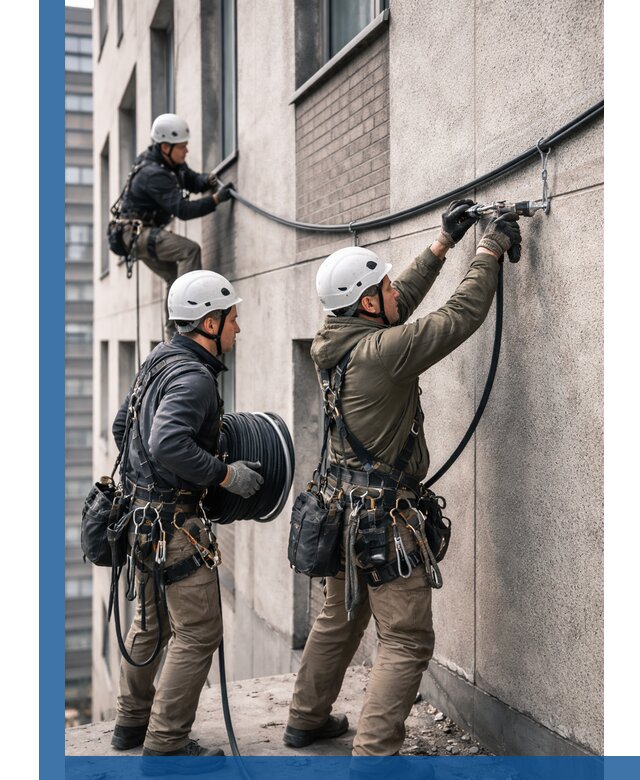 Прокладка кабеля по фасаду в Электростали, профессиональный монтаж