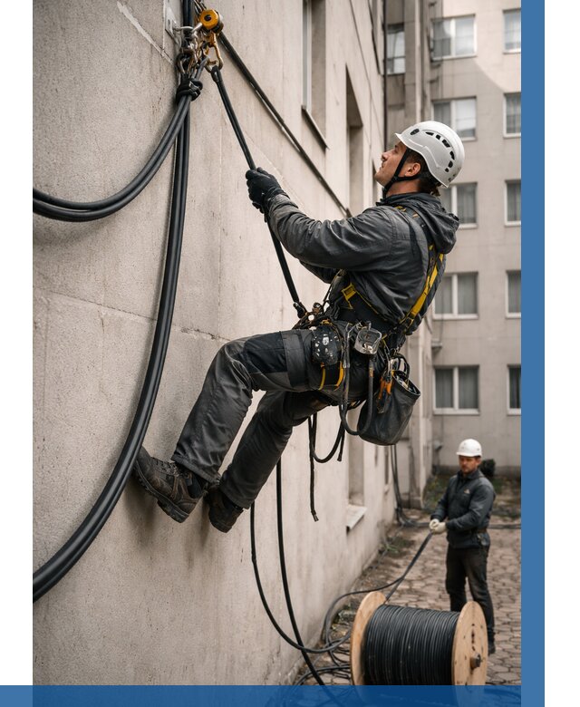 Протяжка кабеля питания на высоте в Электростали от 456 р. | ВЫСОТНИК-Элк