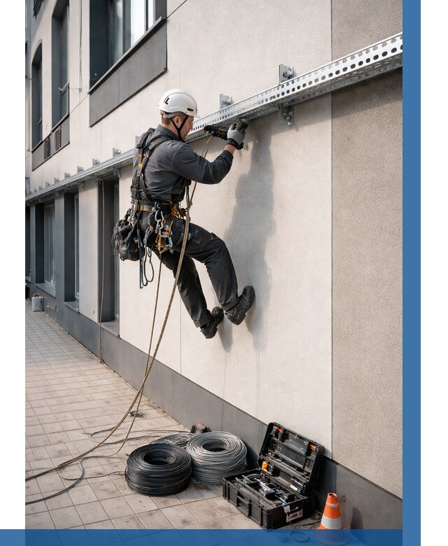 Монтаж кабельных лотков на фасаде в Электростали от 1216 р. | ВЫСОТНИК-Элк