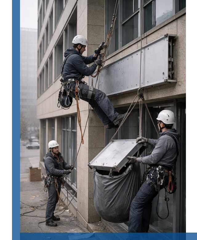 Демонтаж рекламной вывески с высотными работами в Электростали