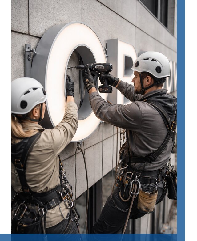 Монтаж световых букв в Электростали от 3039 р. под ключ ВЫСОТНИК-Элк