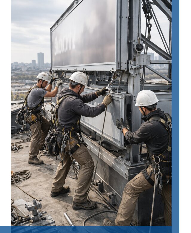 Монтаж крышной рекламной конструкции в Электростали от 60780 р.|ВЫСОТНИК-Элк