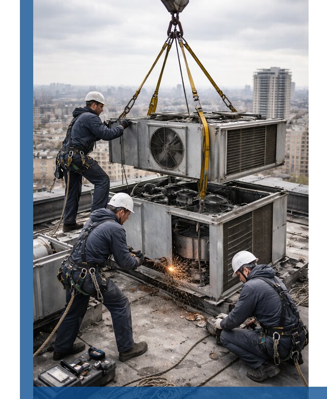 Демонтаж крышной установки в Электростали любой сложности