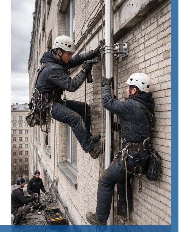 Монтаж флагштока на здании в Электростали от 6585 р. | ВЫСОТНИК-Элк