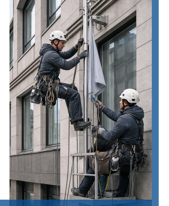 Установка флагов на фасаде в Электростали от 4559 р. | ВЫСОТНИК-Элк