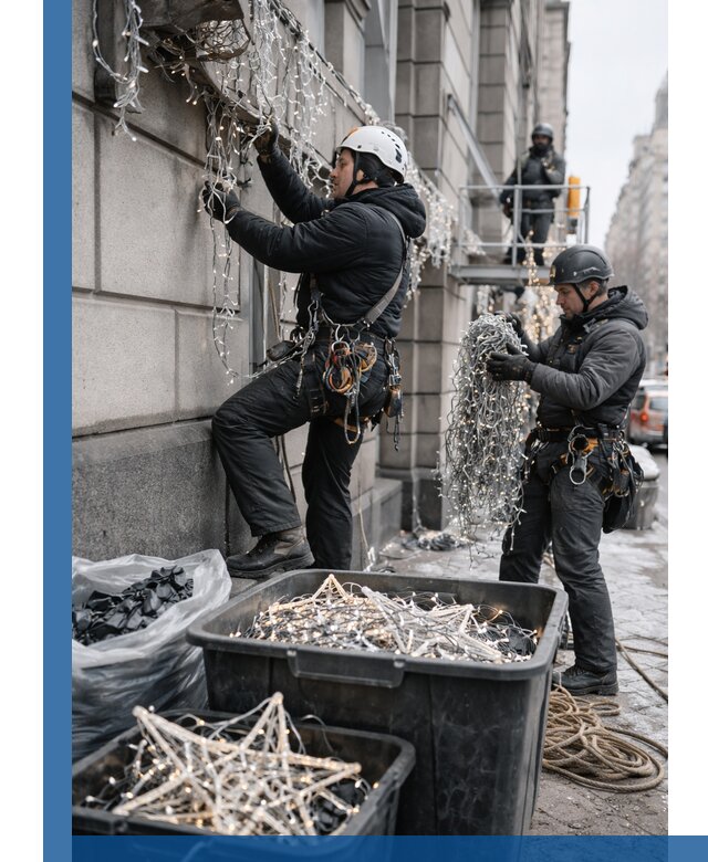 Демонтаж новогоднего оформления и гирлянд в Электростали