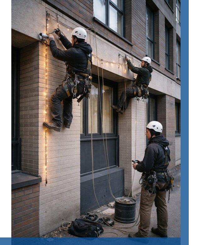 Монтаж гирлянд на фасаде в Электростали от 3546 р. | ВЫСОТНИК-Элк