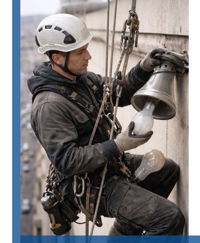 Замена ламп на высоте в Электростали профессионально и быстро