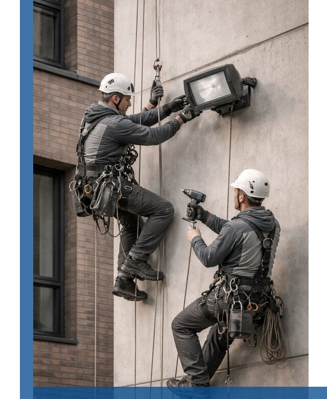 Профессиональный монтаж фасадных прожекторов в Электростали под ключ