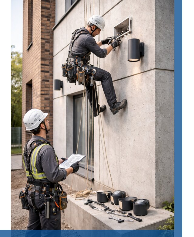 Монтаж фасадного освещения в Электростали от 2533 р. | ВЫСОТНИК-Элк