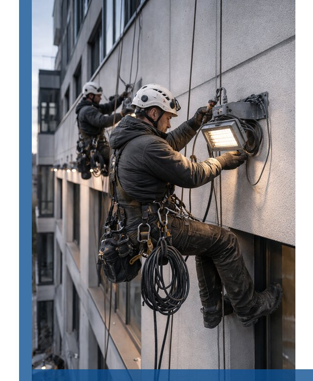 Монтаж фасадного освещения в Электростали установка и подключение