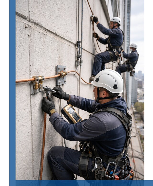 Монтаж системы заземления здания и молниезащиты в Электростали