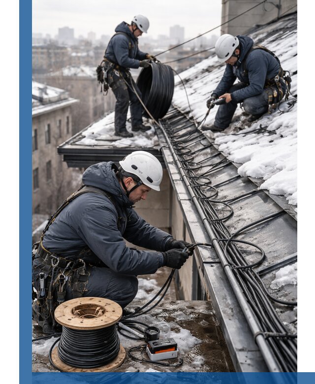 Монтаж греющего кабеля на кровле в Электростали под ключ