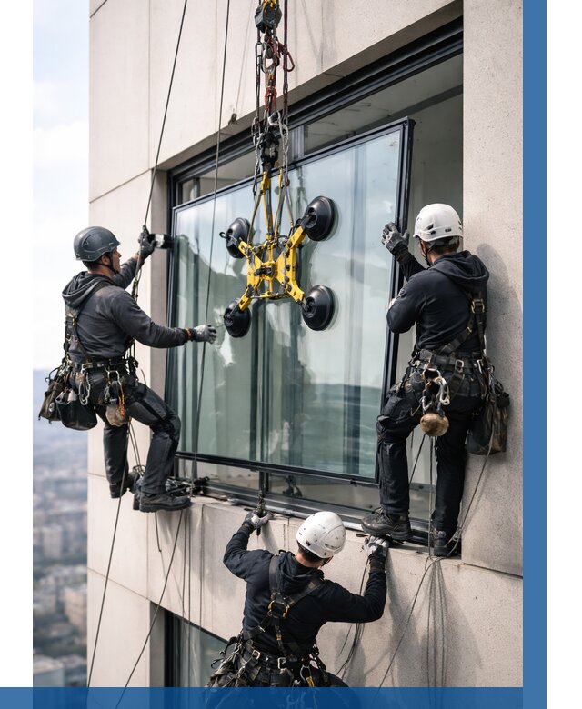 Монтаж стеклопакетов на высоте в Электростали от 3242 р. | ВЫСОТНИК-Элк