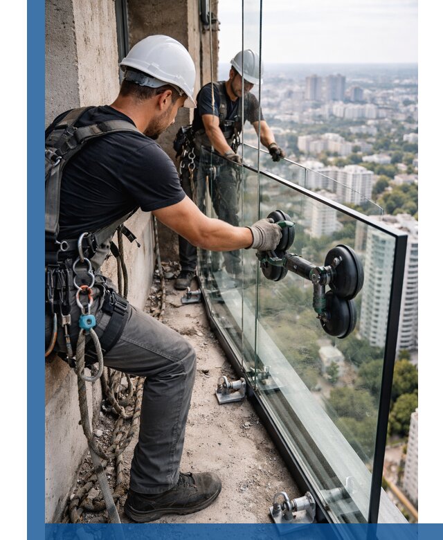 Монтаж стеклянных ограждений под ключ с гарантией в Электростали