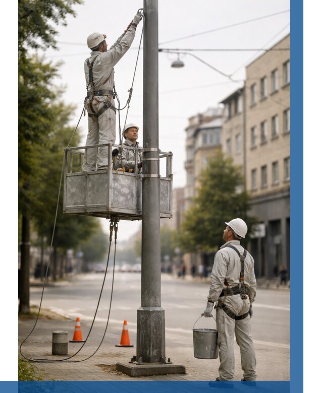 Покраска опор освещения в Электростали от 5065 р. | ВЫСОТНИК-Элк